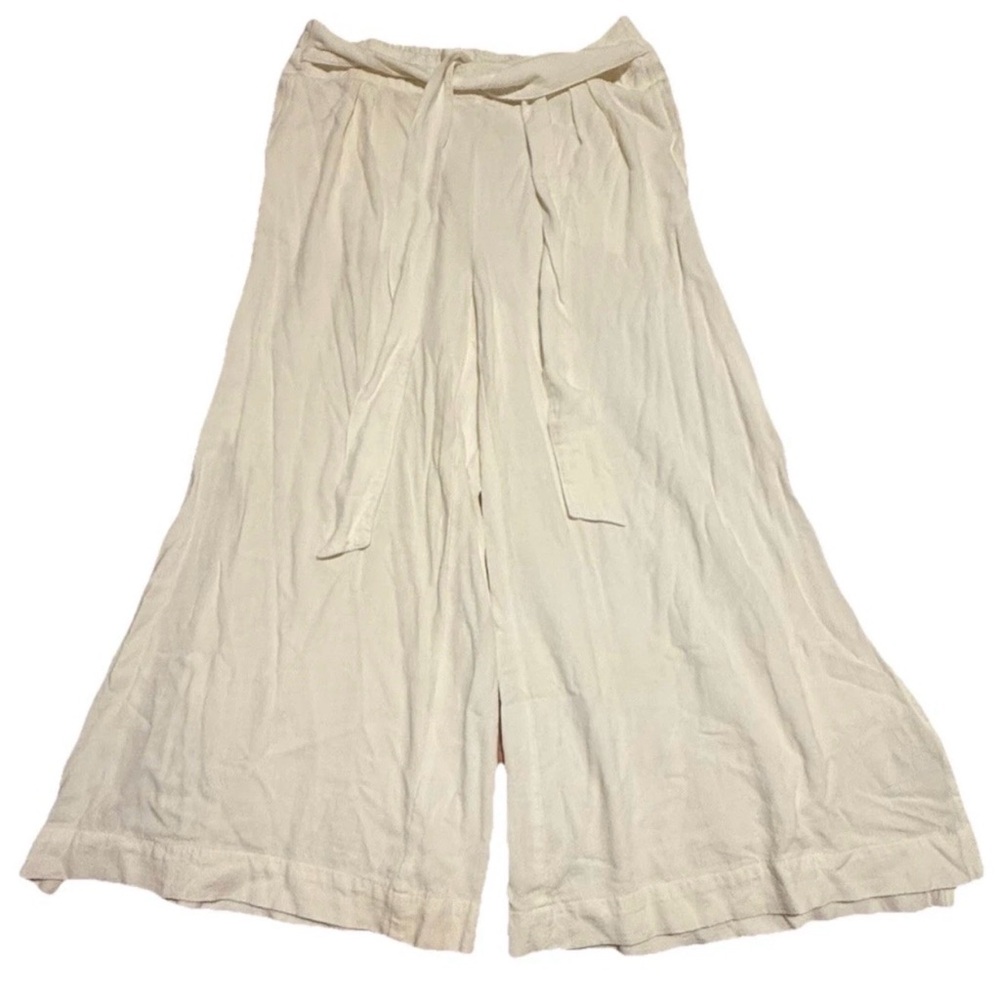 Bird & Knoll Dress Women L Wide Leg Slit Summer Breathable Linen Cotton Classy